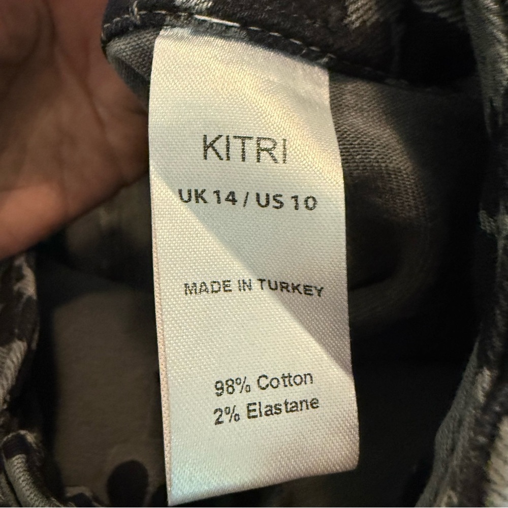 Kitri Faith Floral Print Trouser Jeans in Grey/ Black Wide Leg Cuffed size 10 - Picture 8 of 11
